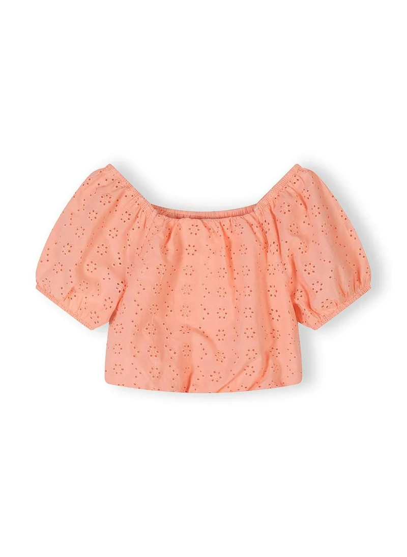 مينوتي Girls cotton broderie top and adjustable coral shorts 3 to 15 years